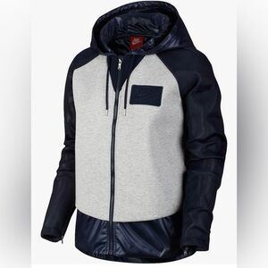 Nike Mixed Material hooded jacket navy and gray size medium